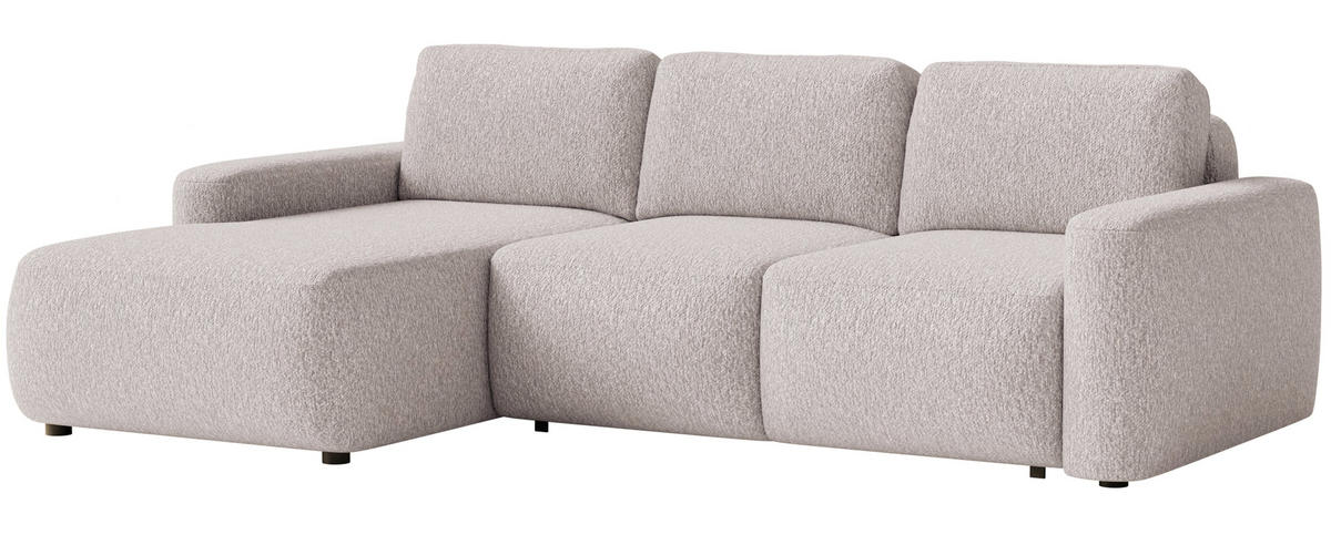 ECKSOFA Carnos Mini Beige Chenille - Beige/Schwarz, Kunststoff/Textil (238/164cm) - Selsey
