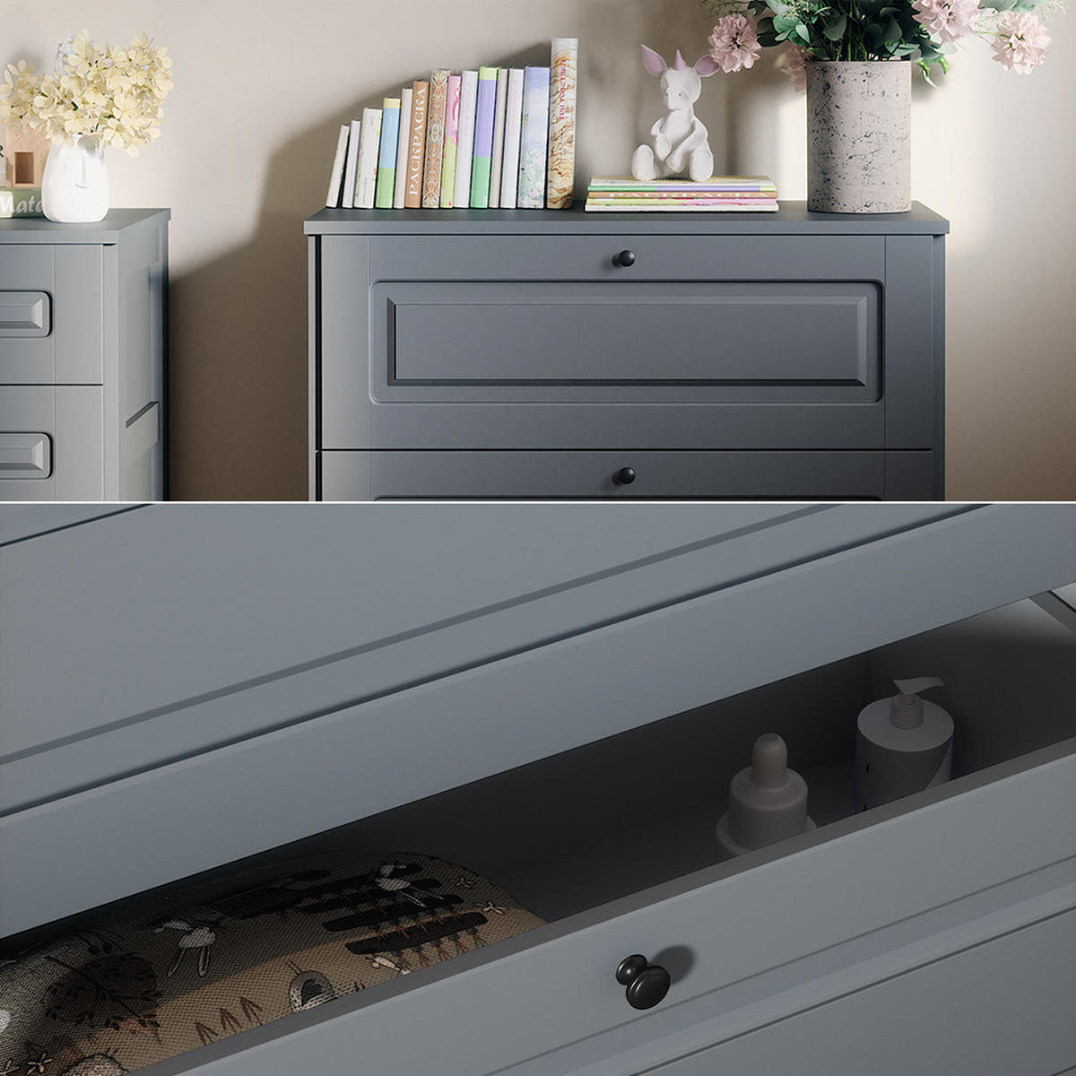 PŘEBALOVACÍ PULT Ajaton Šedá - šedá, kompozitní dřevo (108/98/70cm) - VitaliSpa