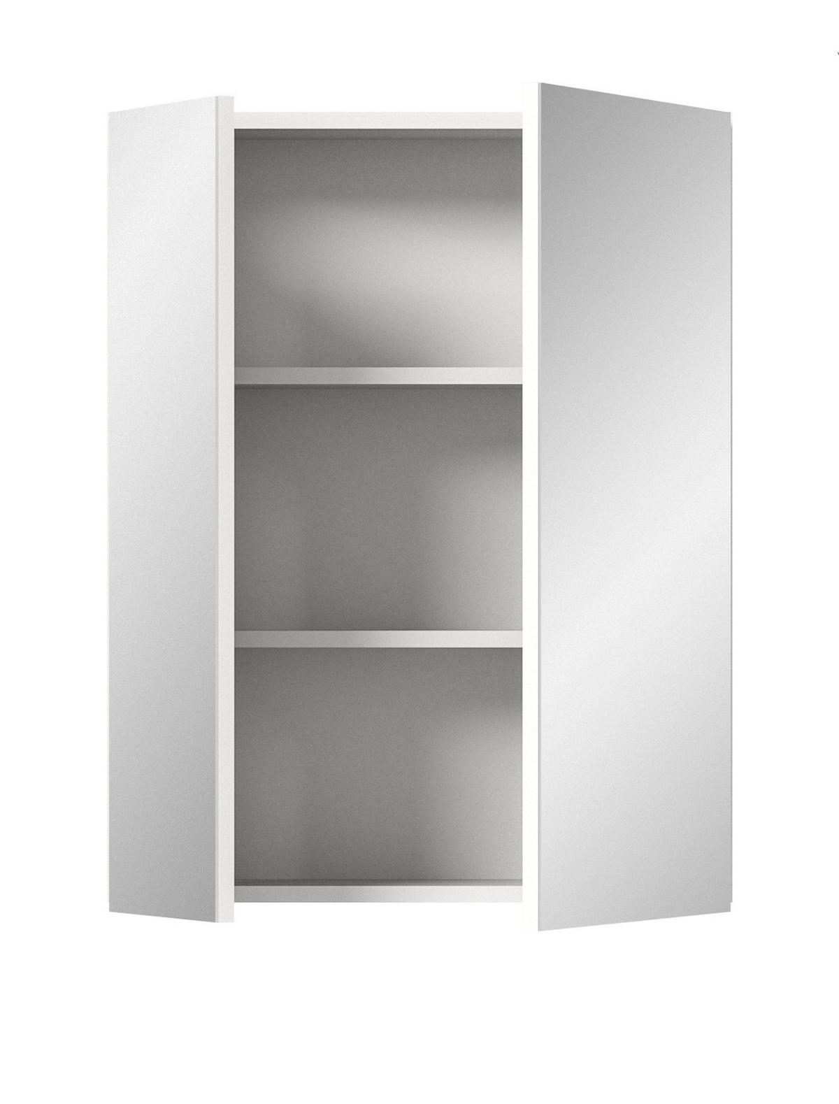 SPIEGELSCHRANK weiß 60 cm, Badezimmer Schrank 2-türig - Weiß, Glas/Holzwerkstoff (60/77/18cm) - Inn.Furn