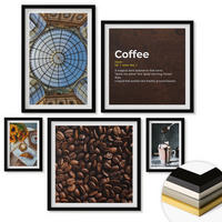 WANDBILDER 5er-Set - 50x50 cm & 20x30 cm & 40x60 cm Schwarzer Rahmen - Italienische Frühstückskaffeebohnen - Schwarz, Kunststoff (40/60cm) - ArtPrintCave