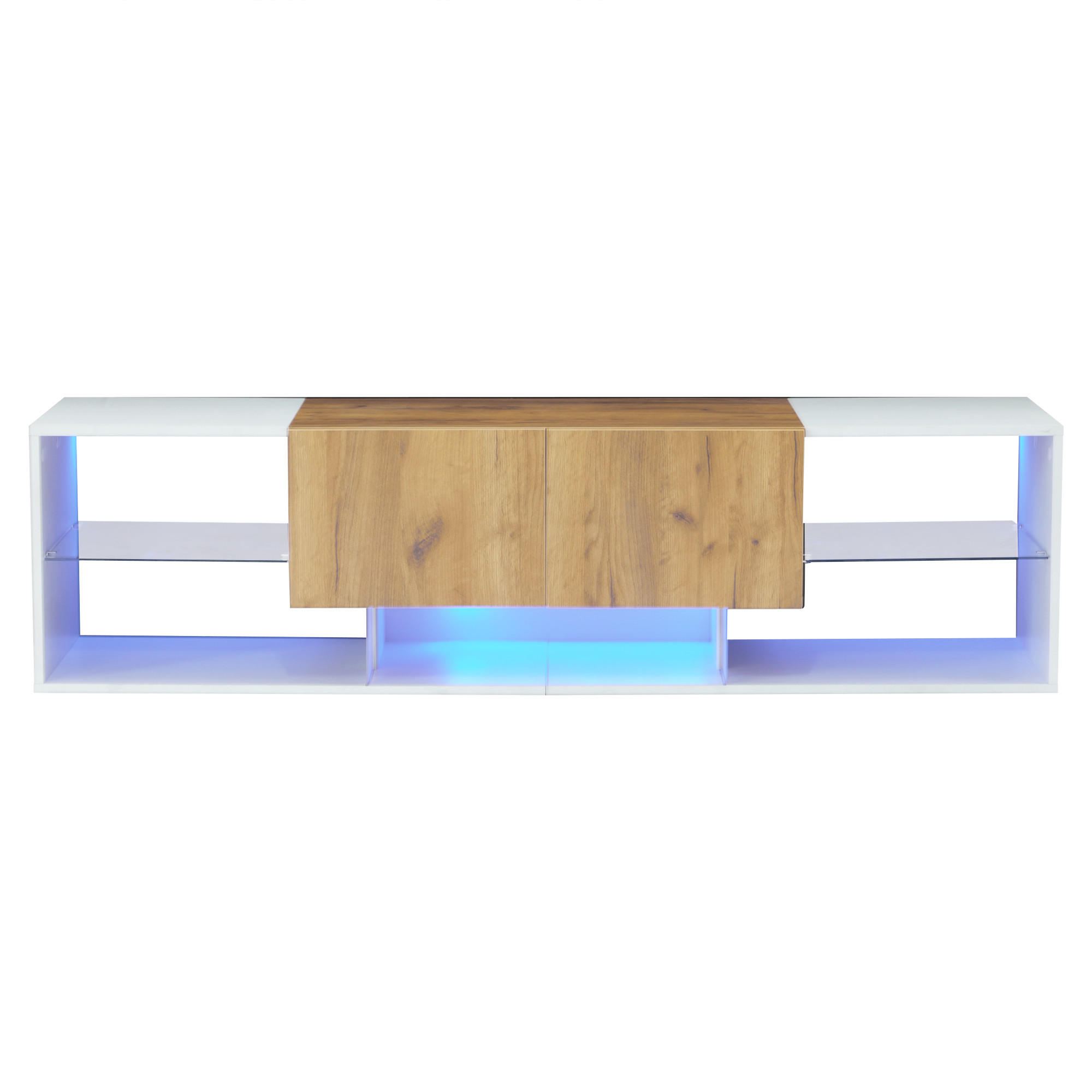 TV-MÖBEL Palermo Eichefarben Weiß 160/40/42 cm - Eichefarben, Holzwerkstoff (160/42/40cm) - PANGIVO