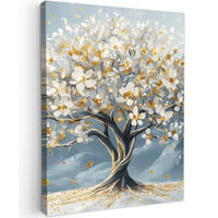 LEINWANDBILD Baum - Winter - Baum des Lebens - Modern - Gold 30x40 cm - Goldfarben, Textil (30/40cm) - MuchoWow