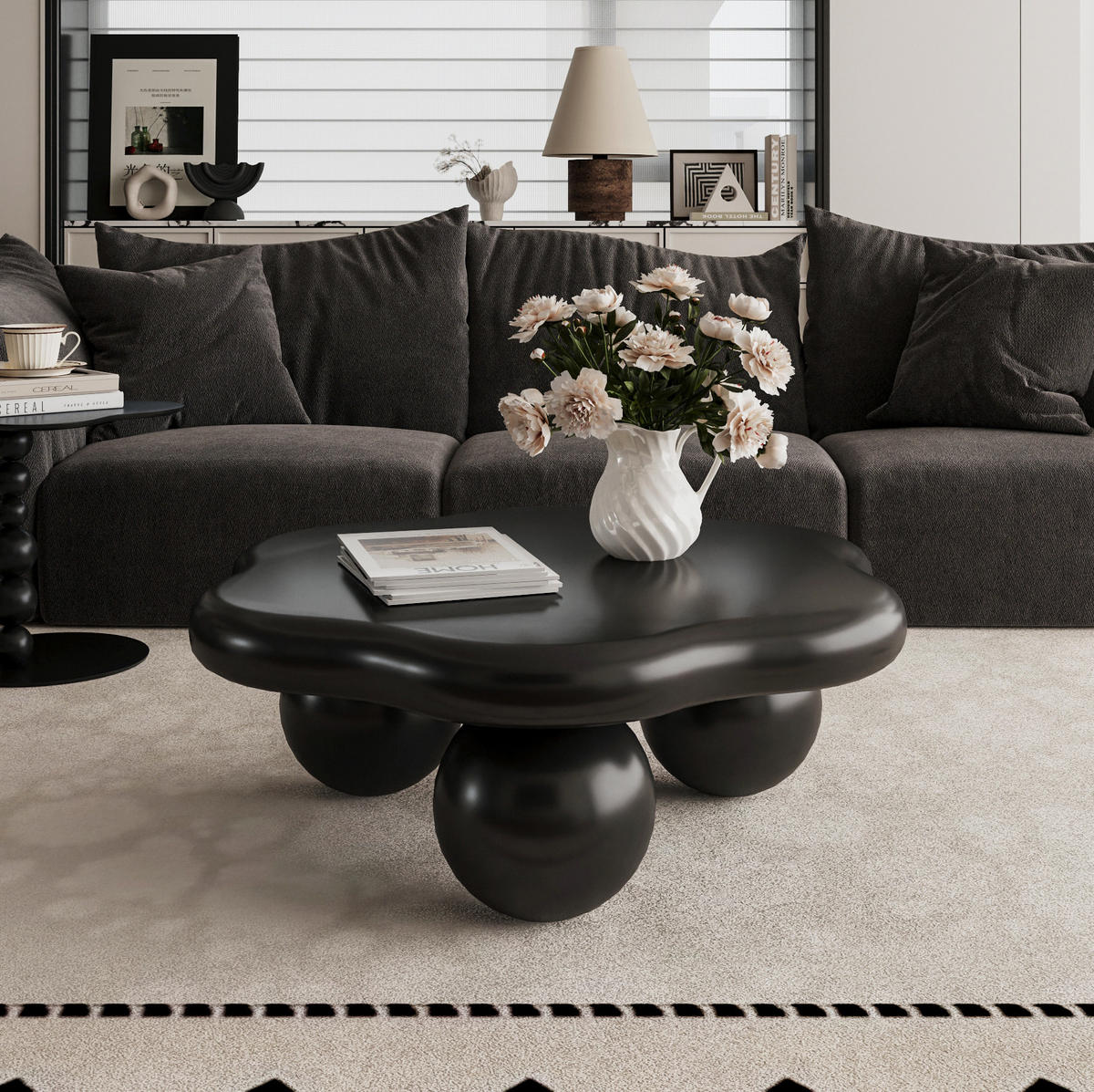 COUCHTISCH wolkenförmig Ø 80 cm MDF Schwarz - Schwarz, Kunststoff (79/79/31cm) - Meubliv