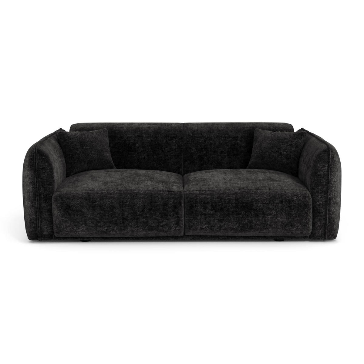 SOFA LUSH Gemusterter Samt Schwarz 205cm - Schwarz, Textil (205/72.5/90cm) - Premium Interiors