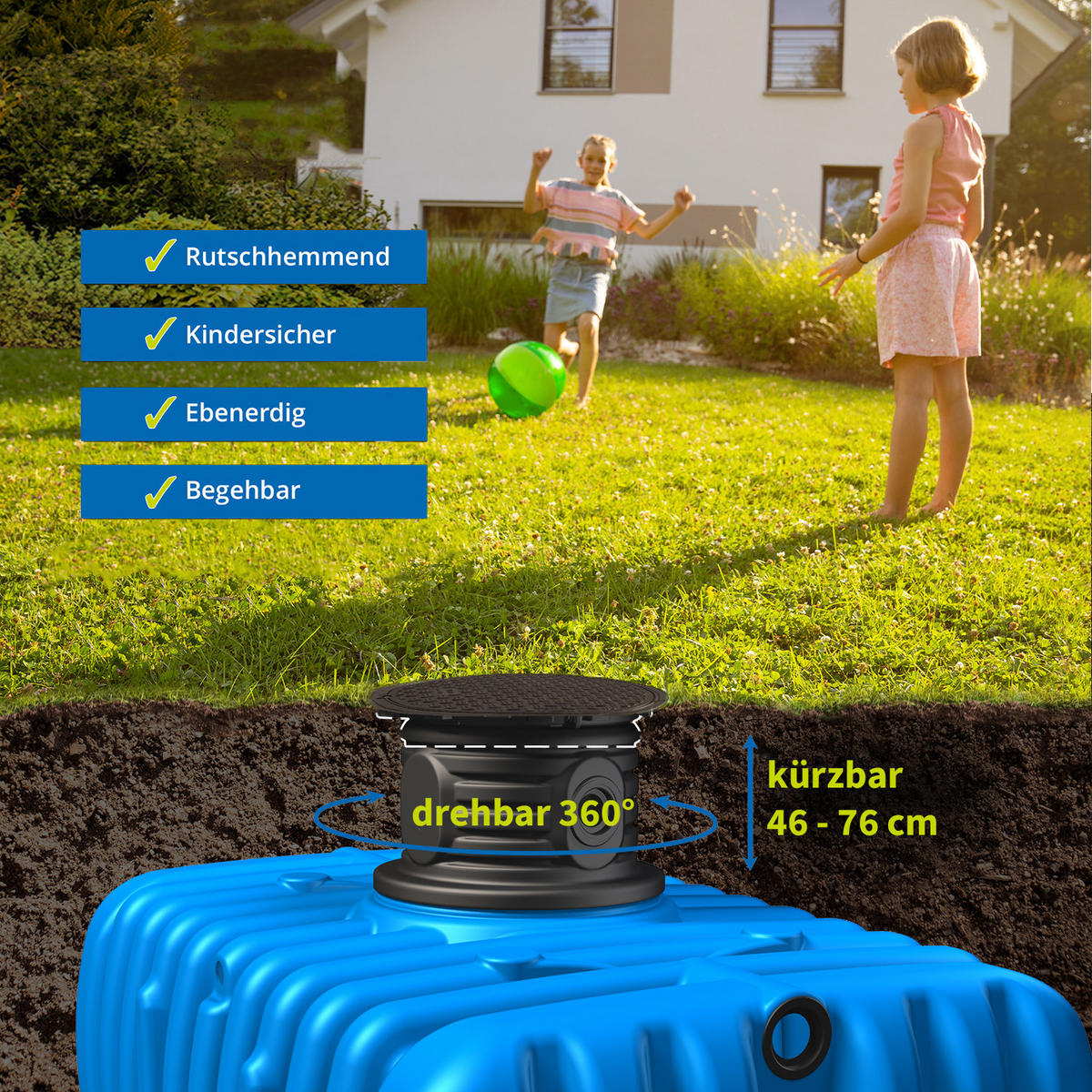 M Flachtank-Paket 9000 L Haus-Premium - Blau, Kunststoff (480/109/245cm) - 4rain