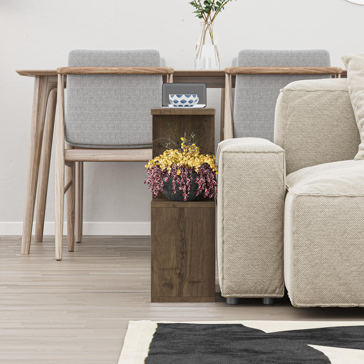 BEISTELLTISCH Homemania Dunkle Eiche 60/20/60 cm - Walnussfarben, Holzwerkstoff (19.6/60/59.4cm) - Decortie