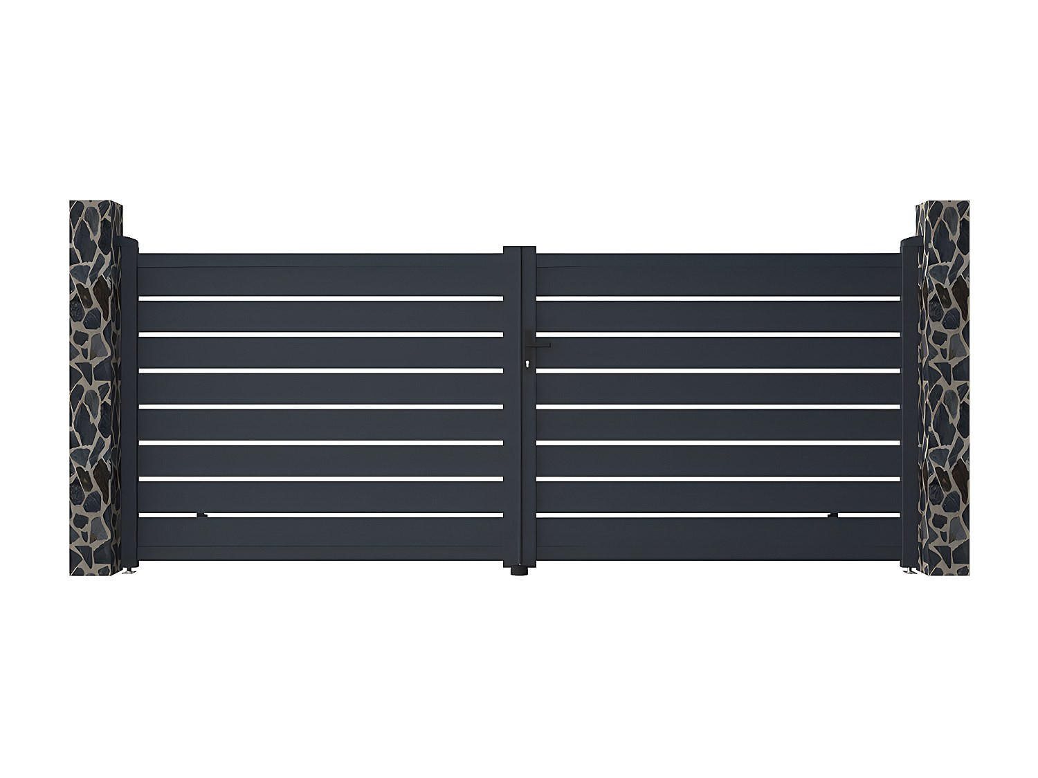 FLÜGELTOR - 392cm x 4.6cm - Aluminium - anthrazitgrau - PRIMO - Anthrazit, Metall (392/161cm) - Vente-Unique