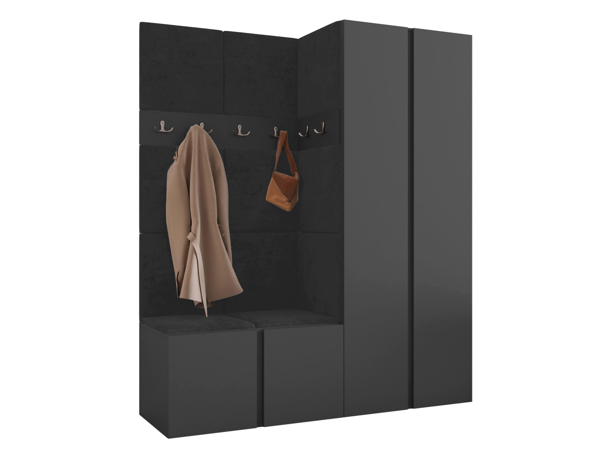 Mirjan24 Garderoben-Set Graphit, Anthrazit 158x186x46 cm