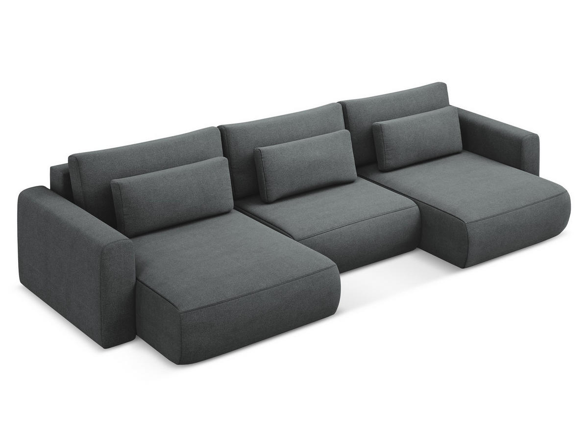 3-SITZER SOFA mit Schlaffunktion Strukturstoff Stoff Blau - Blau/Blaugrau, Kunststoff/Textil (238/82/105cm) - Makamii