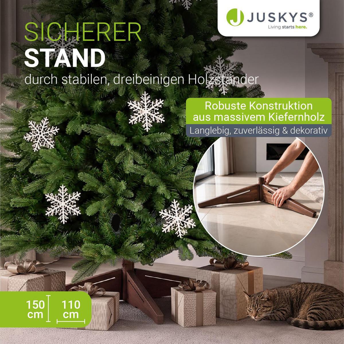WEIHNACHTSBAUM Norvi grün 150cm - Grün, Kunststoff (150cm) - Juskys