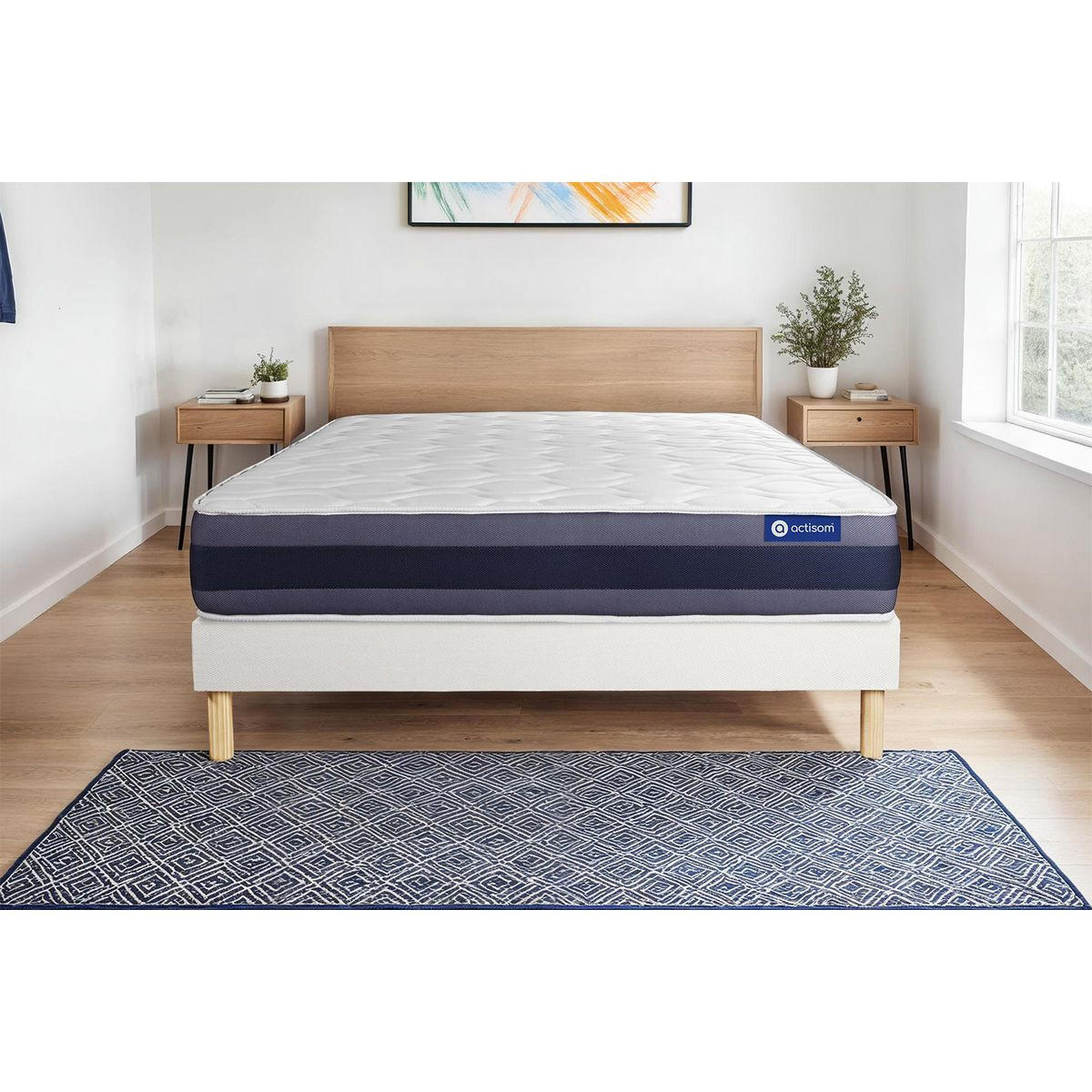 BETT Actimemo morpho Memory-Schaum 140 x 200 cm h1 - Kit Bettgestell Weiß - Beige/Weiß, Karton/Holz (140/200cm) - ACTISOM