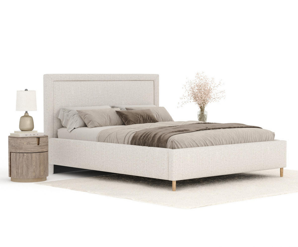 POLSTERBETT Ordina Creme 180/200 cm im Webstoff - Creme/Naturfarben, Holz/Holzwerkstoff (180/200cm) - Maison de Reve