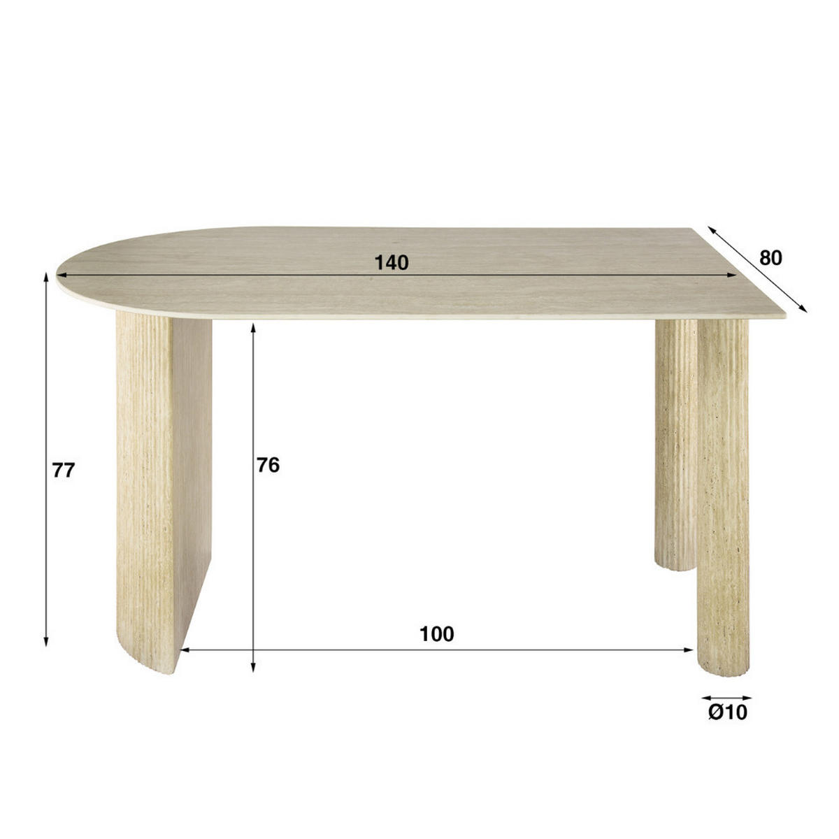 ESSTISCH ROMANO PARETE Beige Platzsparender Anstelltisch - Beige, Keramik (140/80/77cm) - alesvelt