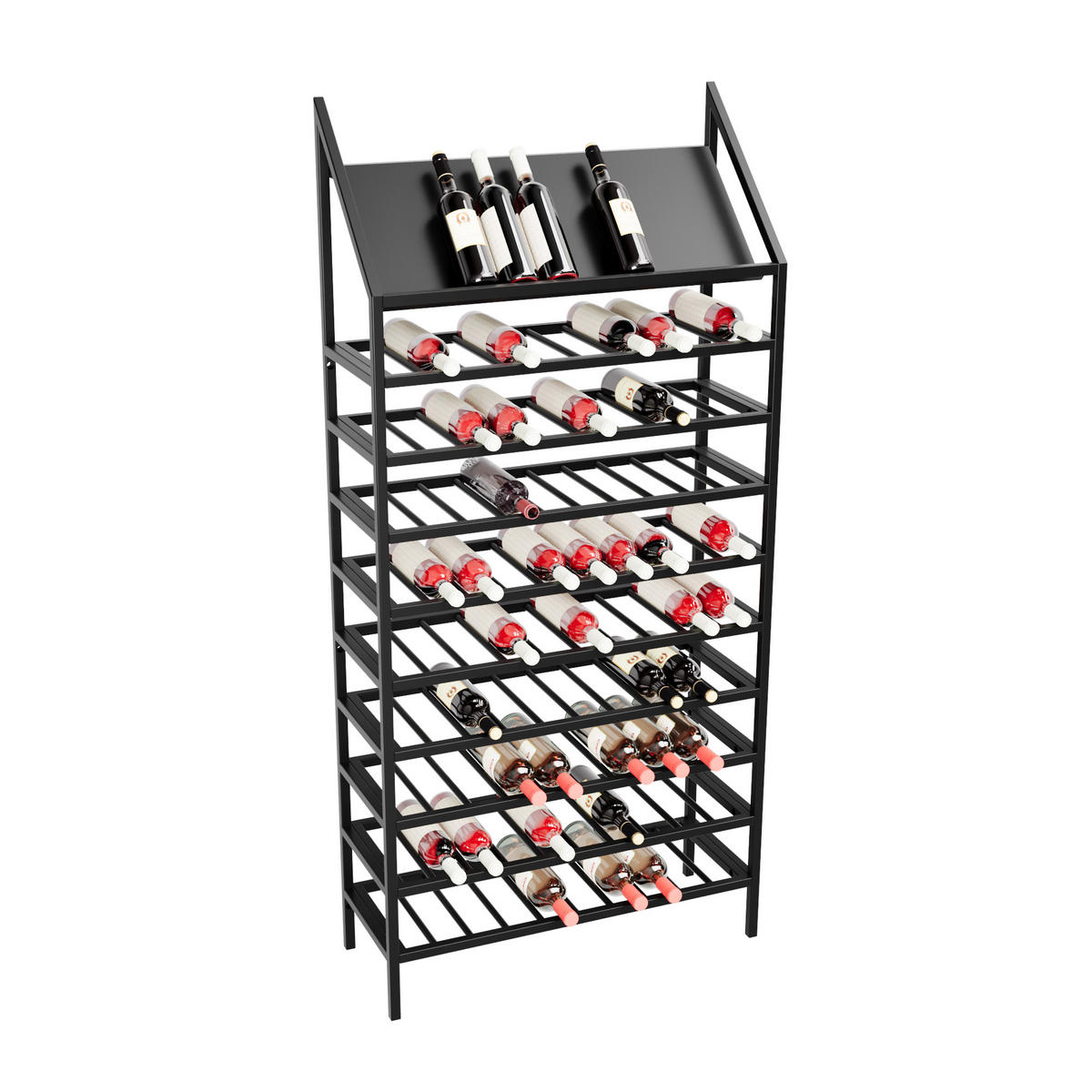 WEINREGAL für 130 Flaschen aus Metall, schwarz Napa - Schwarz, Metall (80/170/30cm) - Metalo Pro