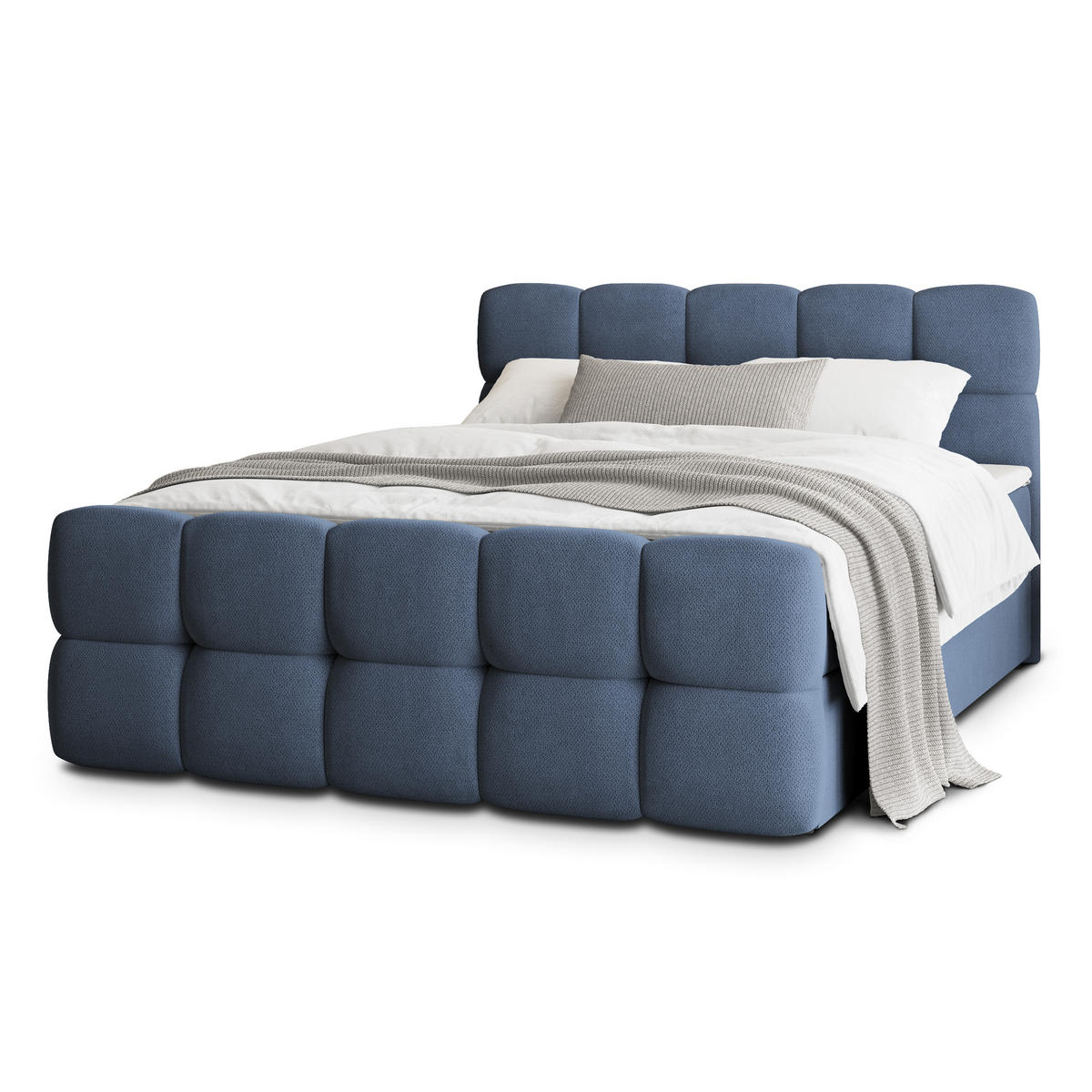 POSTEL BOXSPRING BRUME 140x200 cm, s matrací a úložným prostorem, modrá - modrá, kompozitní dřevo/textil (140/200cm) - MASSENO