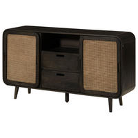 SIDEBOARD Mango 150x40x80 dunkelgrau lackiert VALENCIA #218 - Grau, Holz (150/80/40cm) - Massivmoebel24