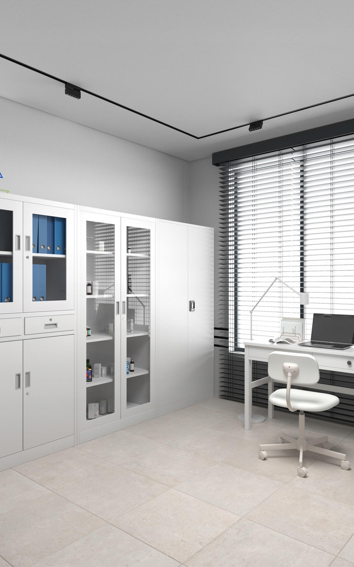 AKTENSCHRANK JAN 185x90x45 cm - Anthrazit/Weiß, Metall (90/185/40cm) - Jan Nowak