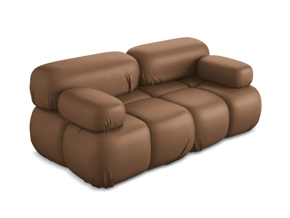 2-SITZER-SOFA Kunstleder Braun - Lila/Schwarz, Leder/Kunststoff (190/70/96cm) - Makamii
