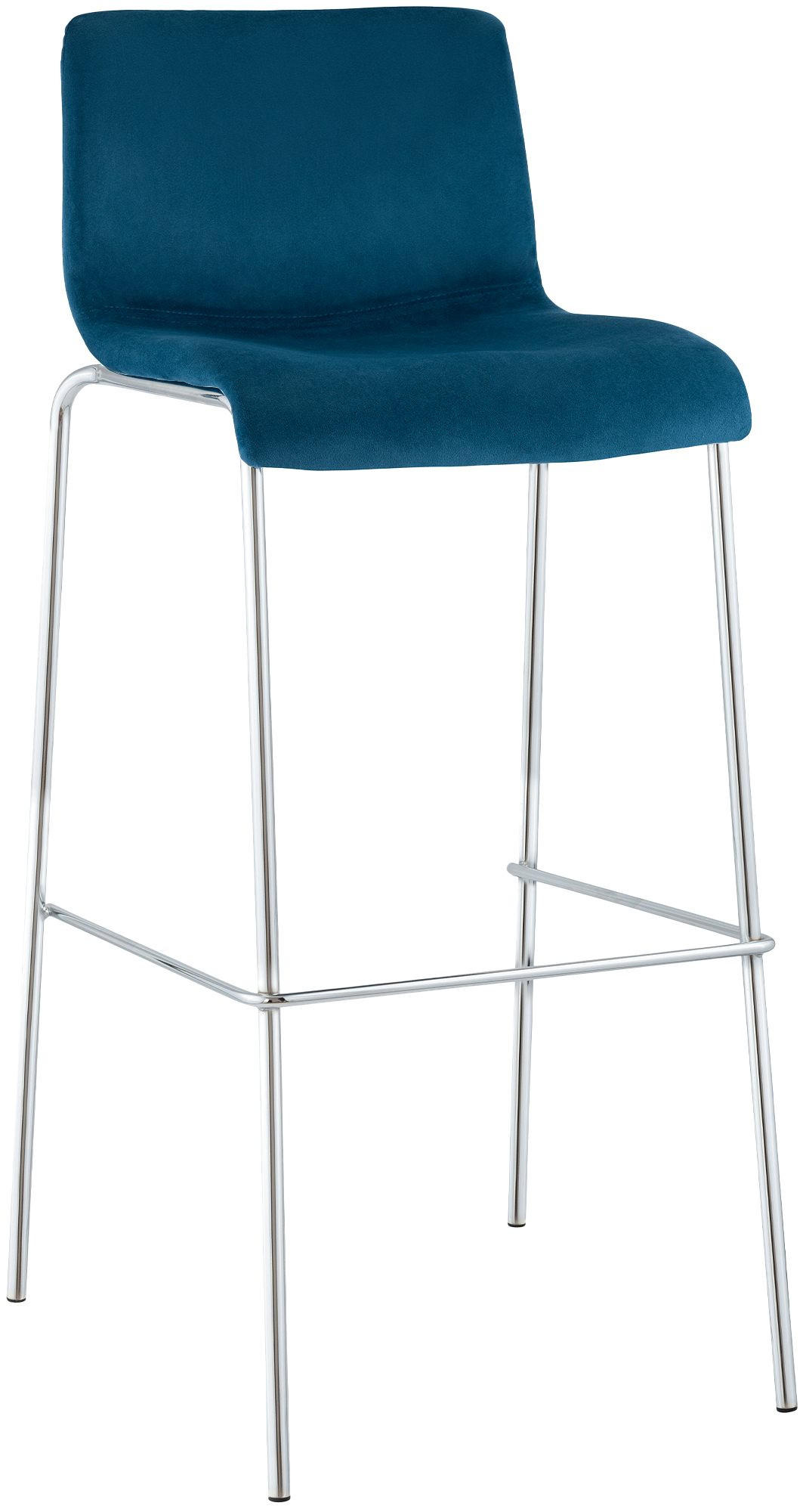 BARHOCKER Samt Blau - Chromfarben/Blau, Textil/Metall (43/100/48cm) - CLP