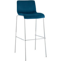 BARHOCKER Samt Blau - Chromfarben/Blau, Textil/Metall (43/100/48cm) - CLP