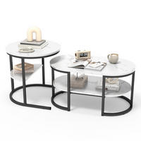 COUCHTISCH 2er Set Metall Ablage Wohnzimmertisch schwarz - Schwarz, Holz (46/80/41cm) - LEBENLANG