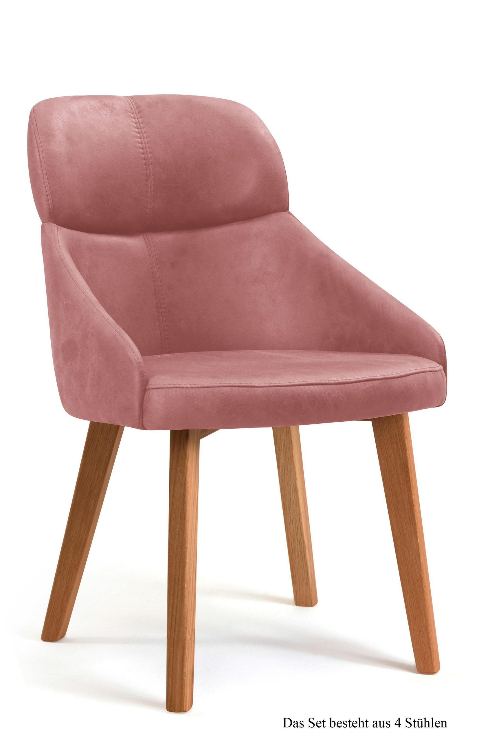 ESSZIMMERSTUHL (4er-Set) Dasya 52x82x63 Eiche geölt/Rosewood - Eichefarben/Dunkelrosa, Kunststoff (63/82/52cm) - 58aufmkessel