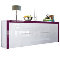 SIDEBOARD La Paz Weiß Hochglanz / Brombeer Hochglanz - Weiß Hochglanz, Holzwerkstoff (200/72/35cm) - Vladon