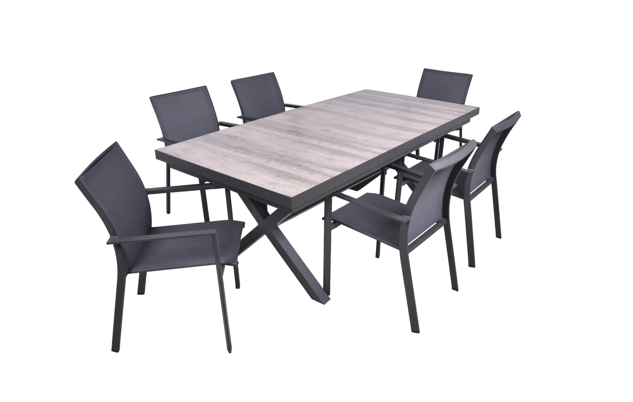 GARTEN-SITZGRUPPE Jana 7-teilig Gartenmöbel-Set - Grau, Metall - DELUKE