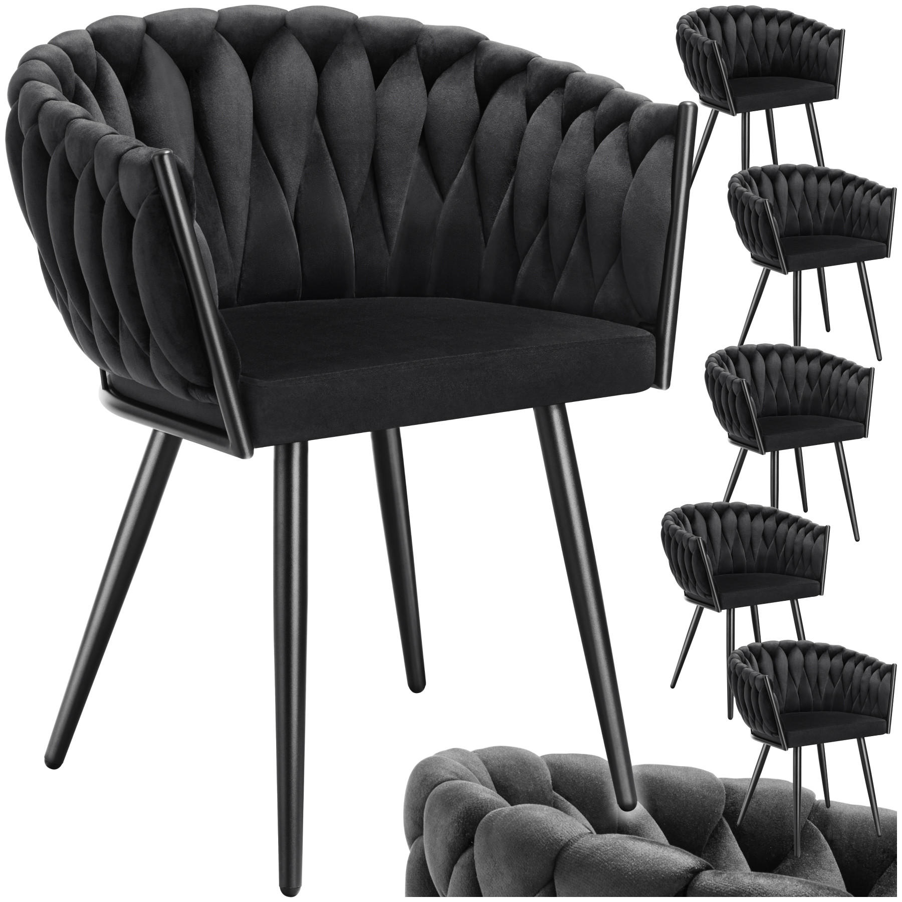 ESSZIMMERSTUHL 6er Set Astano 60 5 x 55 x 75 cm schwarz - Schwarz, Textil (60.5/75/55cm) - tectake