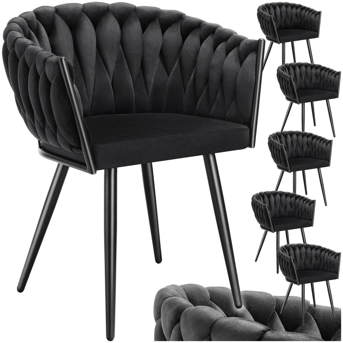 ESSZIMMERSTUHL 6er Set Astano 60 5 x 55 x 75 cm schwarz - Schwarz, Textil (60.5/75/55cm) - tectake