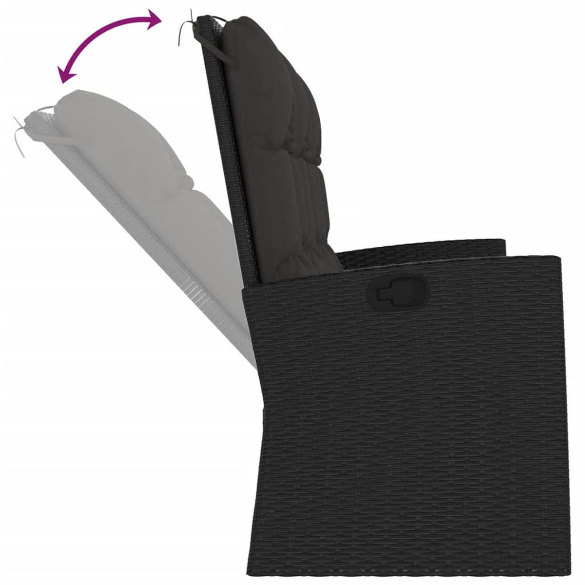 GARTENBANK Mit Liegefunktion & Kissen Schwarz 173Cm Poly Rattan - Schwarz, Kunststoff (173/95/62cm) - vidaXL