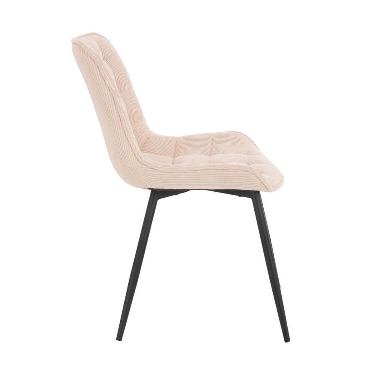 POLSTERSTUHL Esszimmer Cord IKALO – 2er Set Creme - Creme, Textil/Metall (61.5/79.8/50.5cm) - Home Deluxe