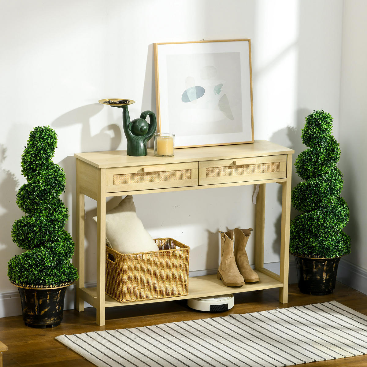 KÜNSTLICHE Pflanzen 2er-Set, UV-beständige 90 cm Kunstpflanze im Blumentopf - Grün, Kunststoff (90cm) - HOMCOM