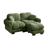 ECKSOFA 2-Sitzer mit Ottomane Chenille Grün - Grün, Holz (149/190cm) - Meubliv