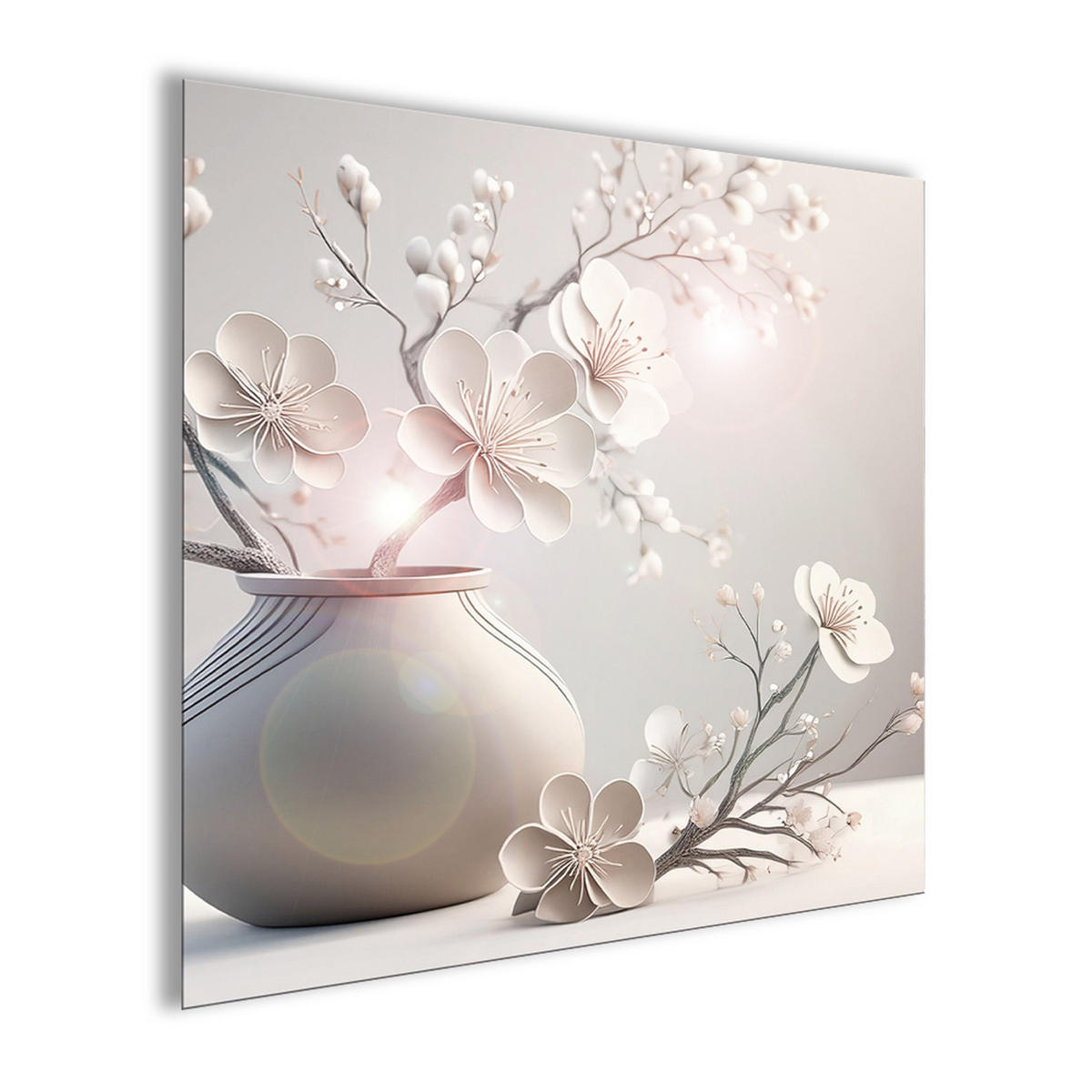 GLASBILD 50x50 cm Stillleben Blumen - Beige, Glas (50/50cm) - artissimo