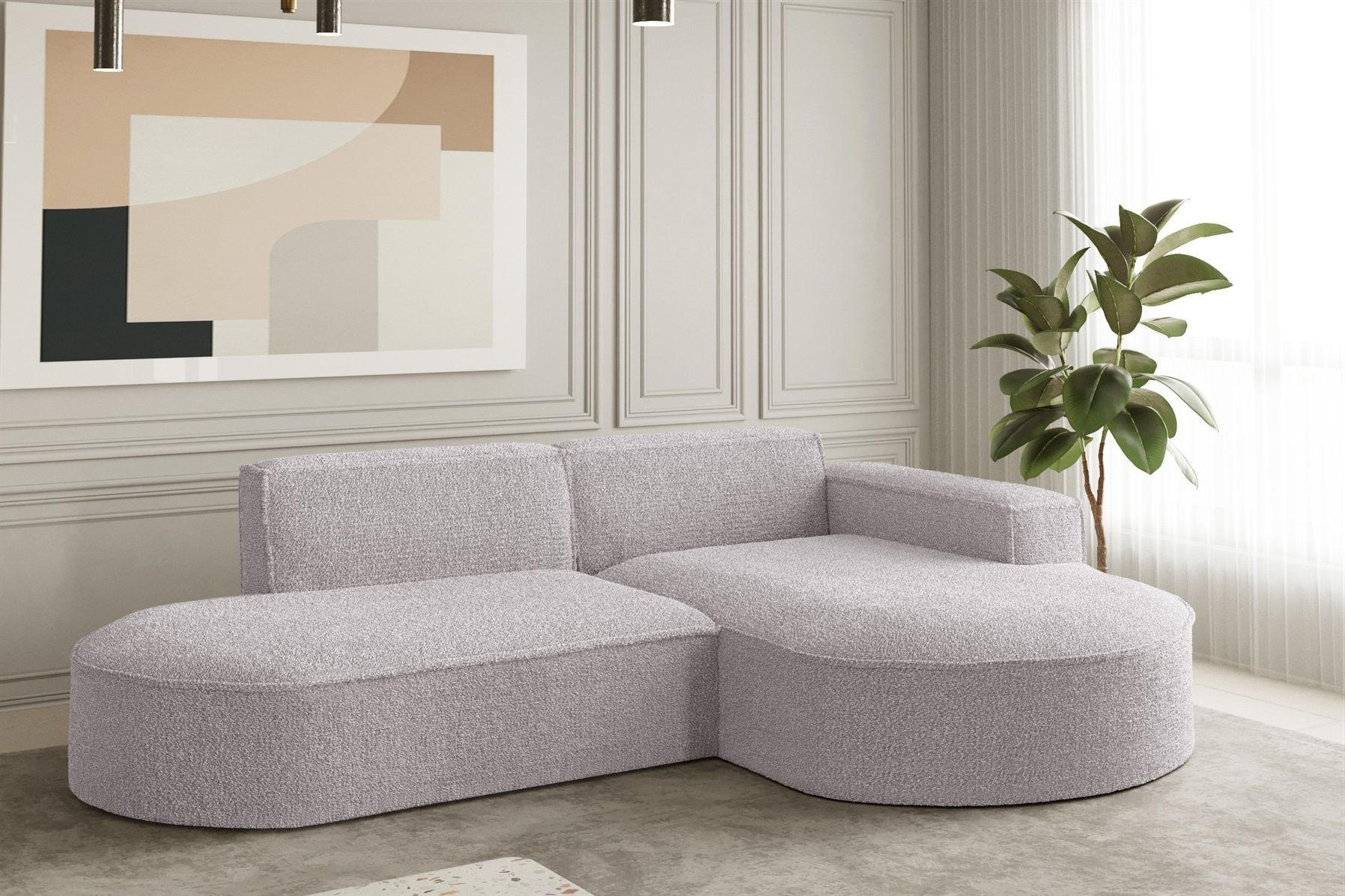 ECKSOFA Palma Xs Ottomane Ascot Bukla - Rosa, Holzwerkstoff/Textil (236/165cm) - Fun Möbel