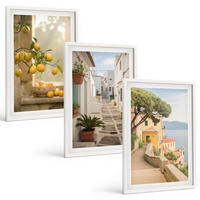 BILDER SET 3er Set - 40x60 cm Weißer Rahmen - Blick aus dem Fenster auf einen Zitrusbaum - Weiß, Kunststoff (40/60cm) - TULUP