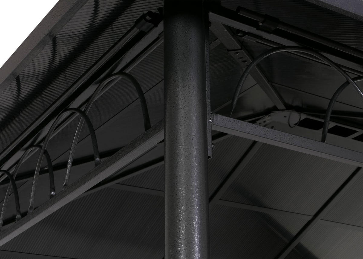 PERGOLA Hardtop 290x360x300cm Seitenwand/Moskitonetz Grau - Grau, Metall (360/290/300cm) - BERLINLODGE