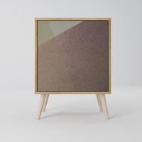 SIDEBOARD BEIGE GEOMETRY, Eichefarben, 57,5x42x77,5 cm, Schräge Buchenholzfüße - Eichefarben/Buchefarben, Holzwerkstoff/Buchenholz (57.5/77.5/42cm) - SpaceRebels