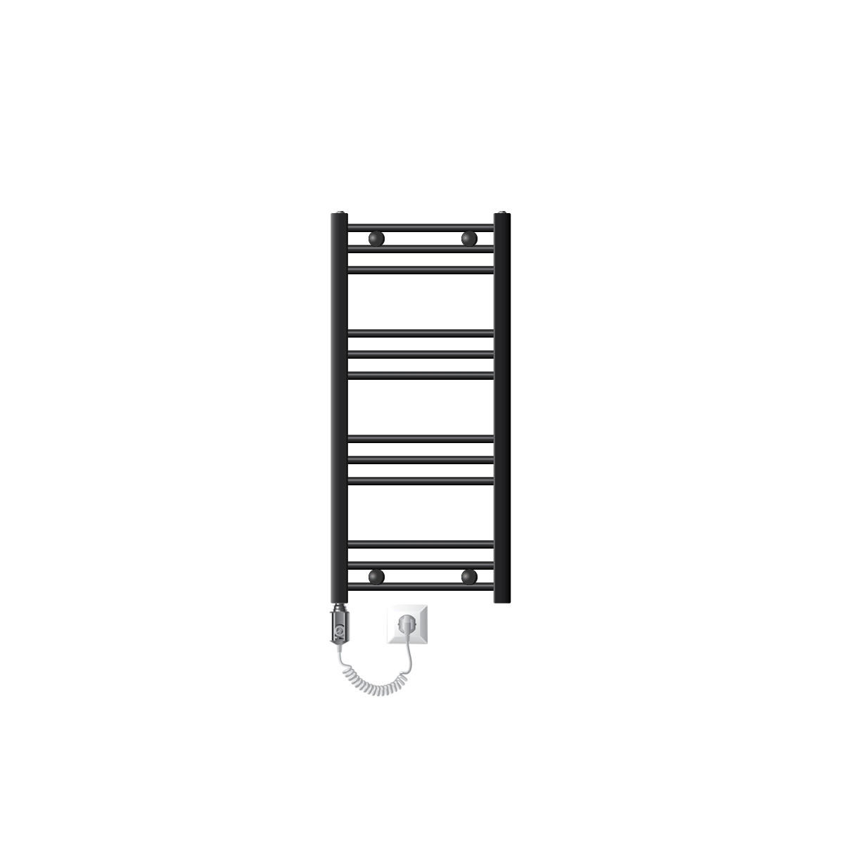 BADHEIZKÖRPER elektrisch Sahara 400x800 mm Anthrazit gebogen mit Heizstab 300W - Anthrazit, Metall (3/80/40cm) - LuxeBath