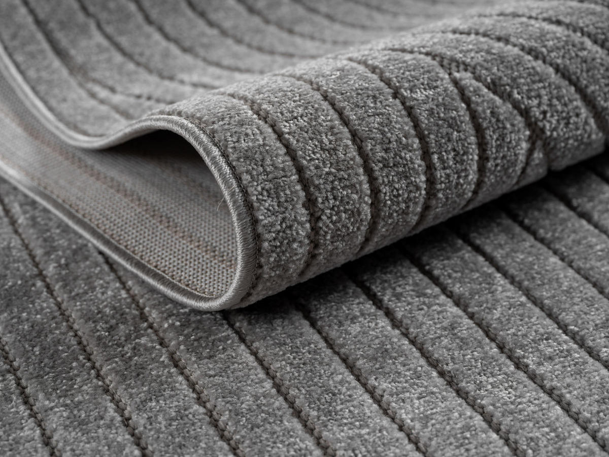 TEPPICH In-/Outdoor Kurzflor Skandi 3D-Design Polypropylen Balkon Silber Rechteckig 140x200 - Silberfarben, Textil (140/200cm) - KADIMA DESIGN