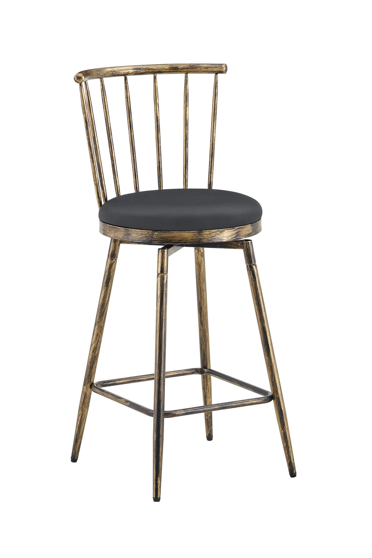BARHOCKER 2er-Set Schwarz & Braun mit Rückenlehne und gepolstertem Sitz - Schwarz, Leder (39/96/39cm) - PANGIVO