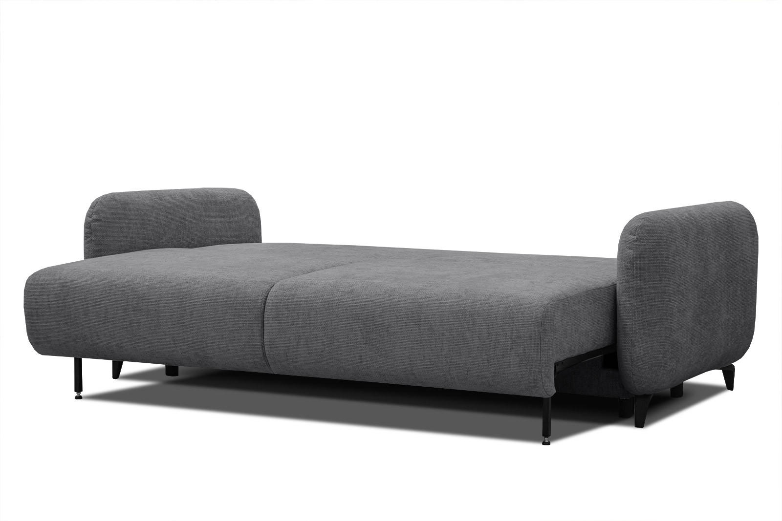 SOFA DRAKE 3-Sitzer mit Schlaffunktion, dunkelgrau - Dunkelgrau/Braun, Holz/Textil (232/90/107cm) - Courtois Laville