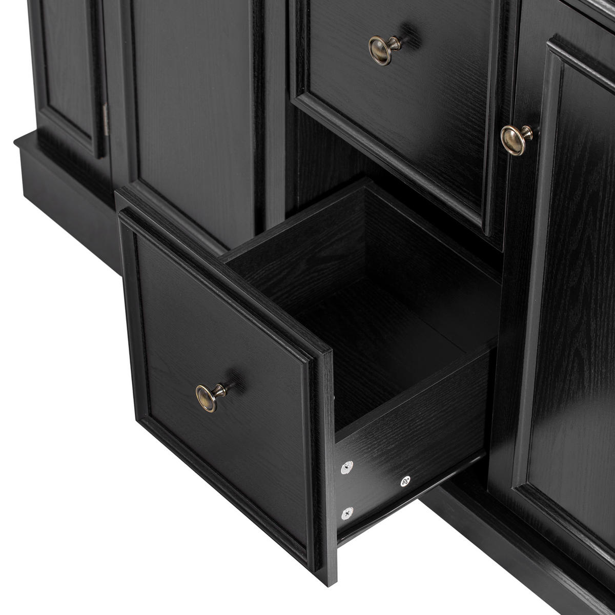 KÜCHENINSEL aus MDF 130.5x40-65x92 cm Schwarz mit klappbarer Platte & Ladestationc - Schwarz, Holzwerkstoff (130.5/92/65cm) - Modfu