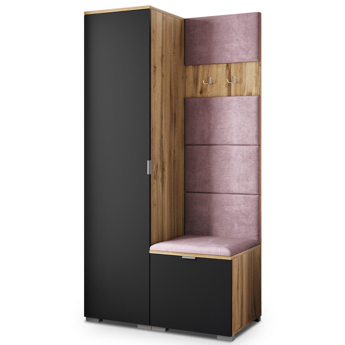GARDEROBENSCHRANK LORI 95/181/51 cm Modern Garderobe-Set Eiche Wotan - Eiche Wotan/Lila, Holzwerkstoff (95/181/51cm) - MASSENO