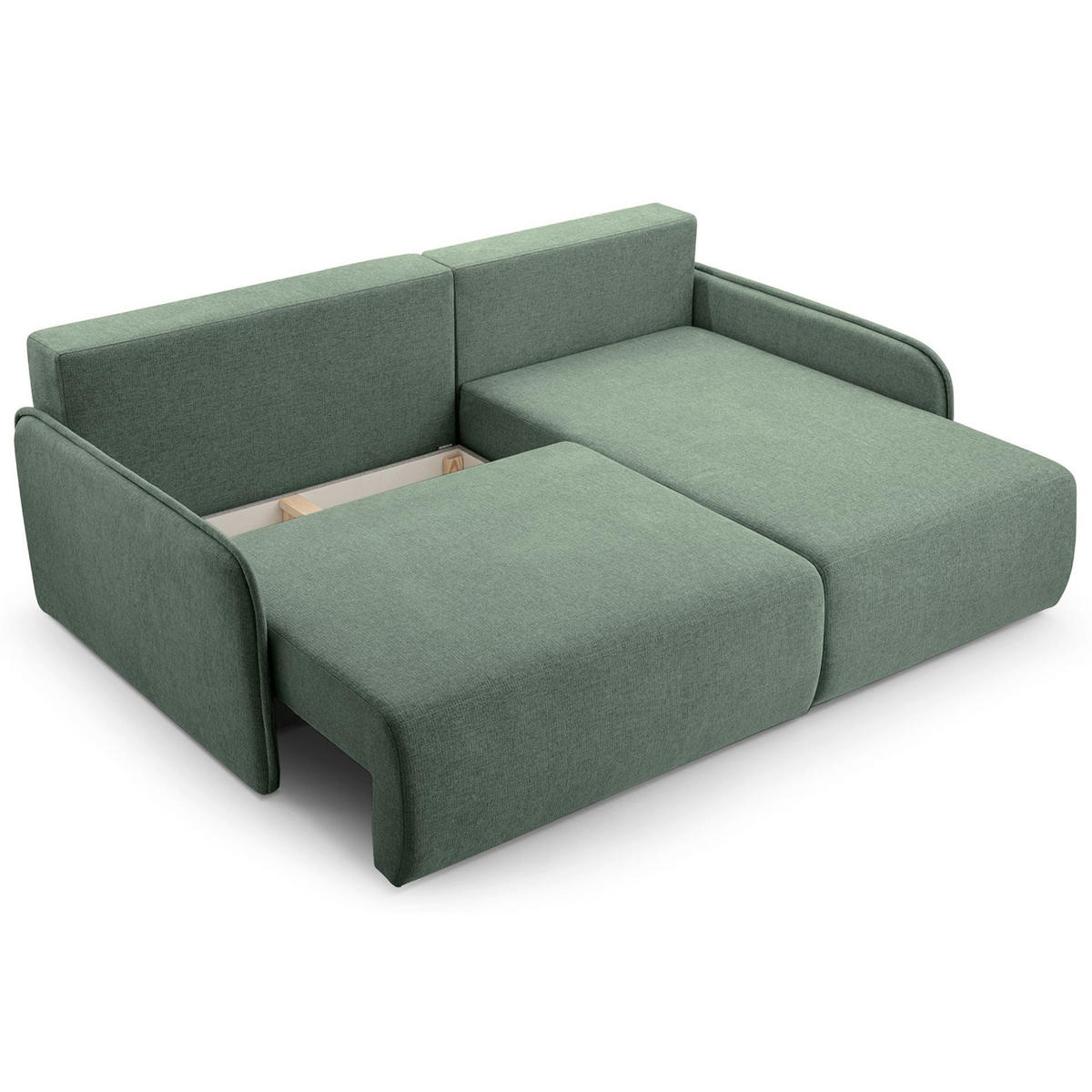 ECKSOFA Netarro, Salbeigrün Chenille, rechtsseitig - Schwarz/Hellgrün, Kunststoff/Textil (147/198cm) - Selsey