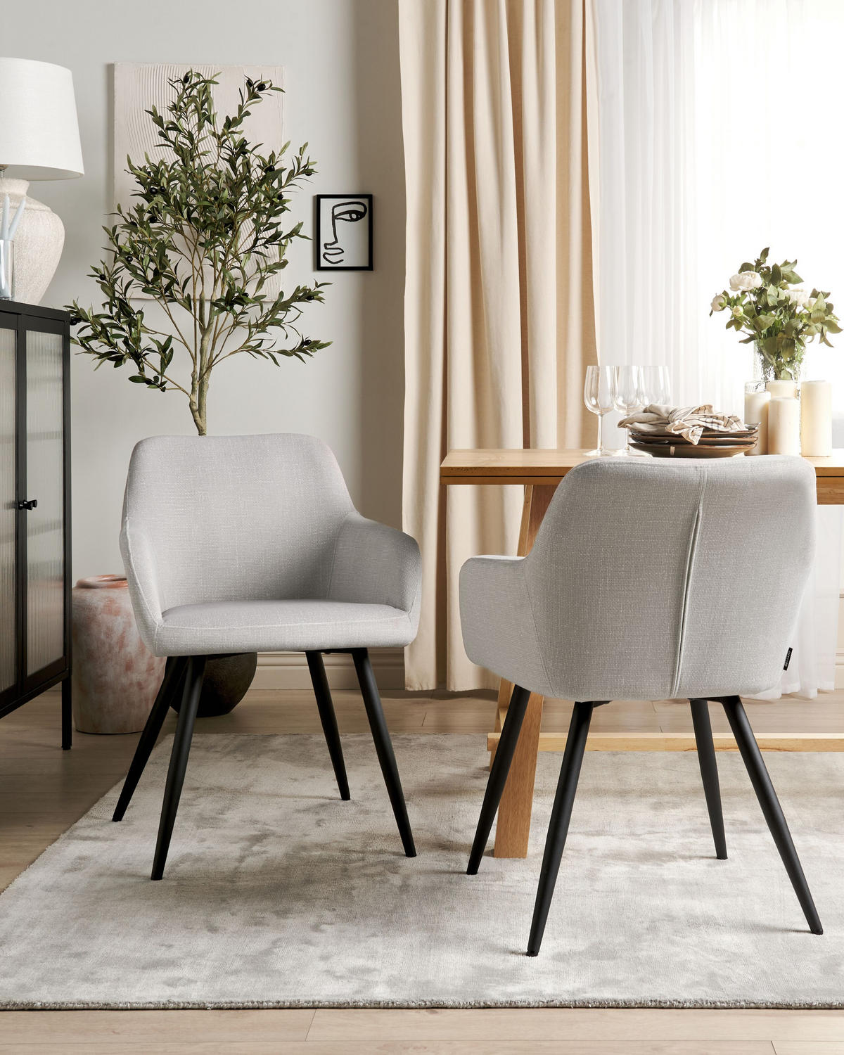 ESSZIMMERSTUHL 2er-Set Samt taupe Casmalia - Beige, Textil (59/78/62cm) - Beliani