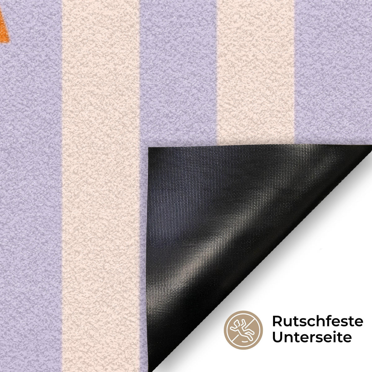 FUSSMATTE Lila – Orange – Streifen – Okay 60x40 cm - Flieder, Kunststoff (60/0.4cm) - MuchoWow