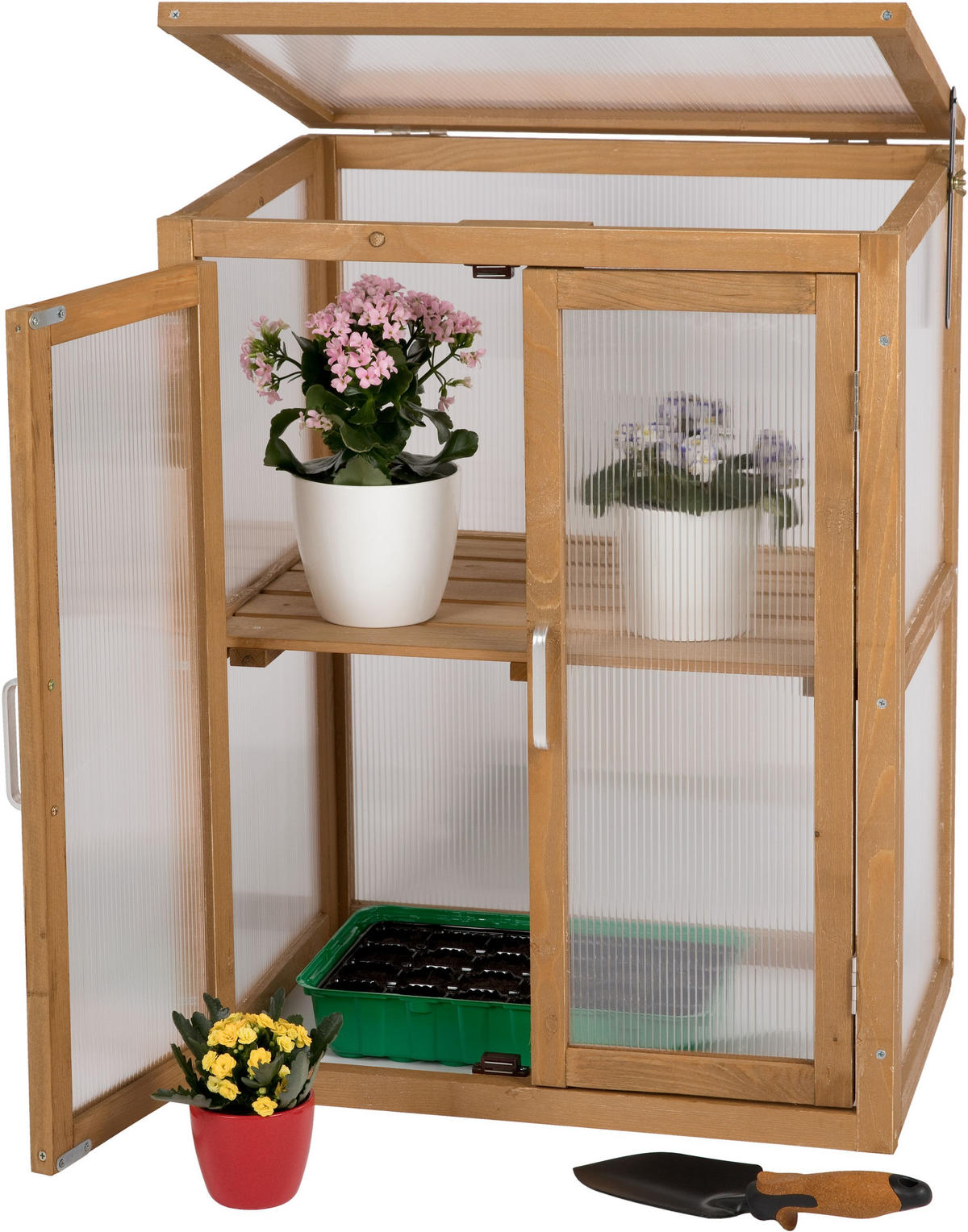 GEWÄCHSHAUS aus Holz für Balkon & Garten, mit Polycarbonat - Braun, Holz (56/76/43cm) - needs&wants