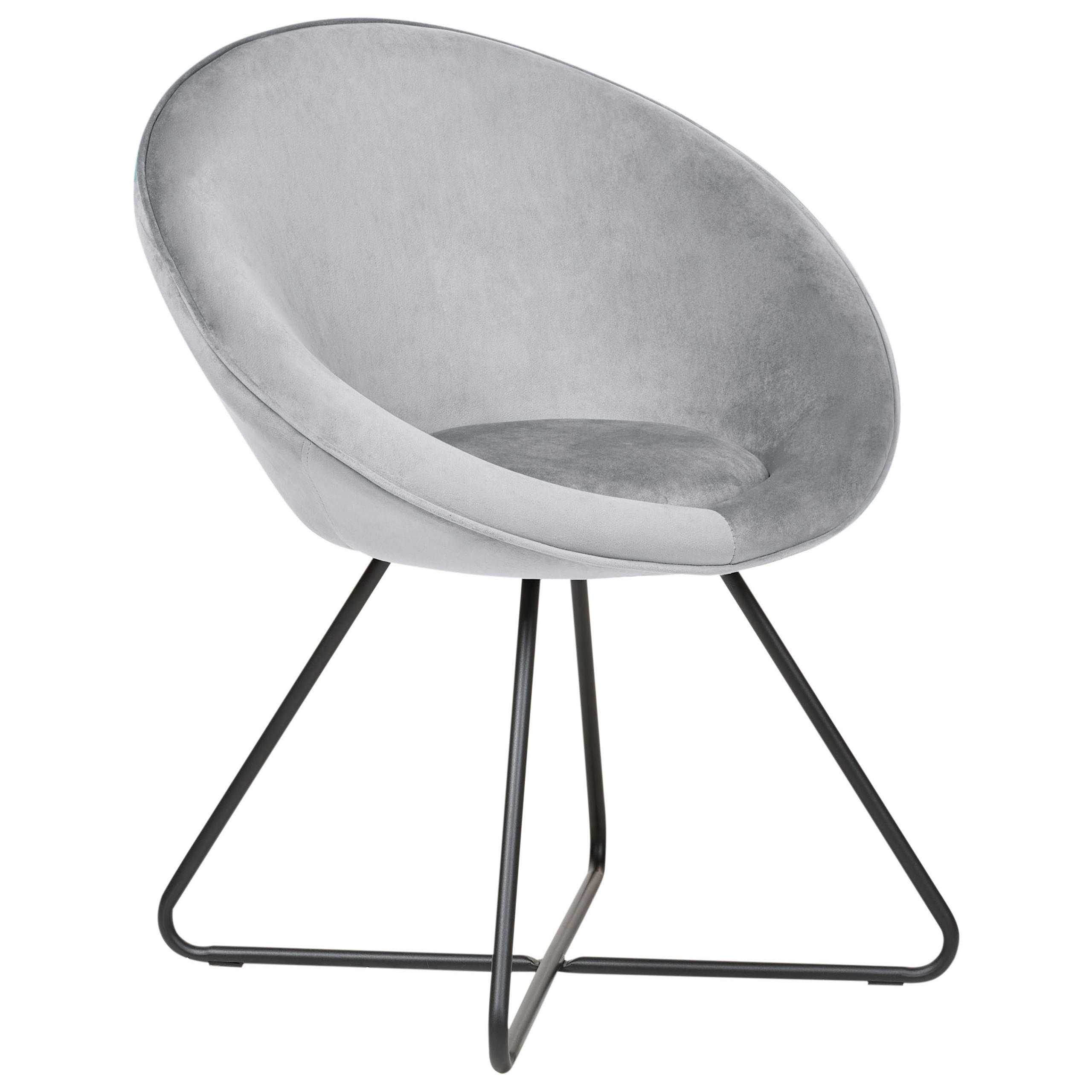 FOTEL Bársony világosszürke/fekete kerek Floby II - világosszürke/fekete, textil (69/80/58cm) - Beliani